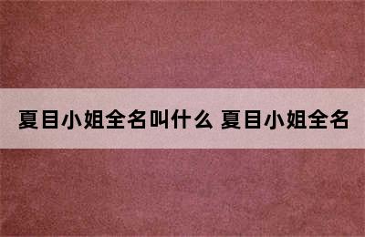 夏目小姐全名叫什么 夏目小姐全名